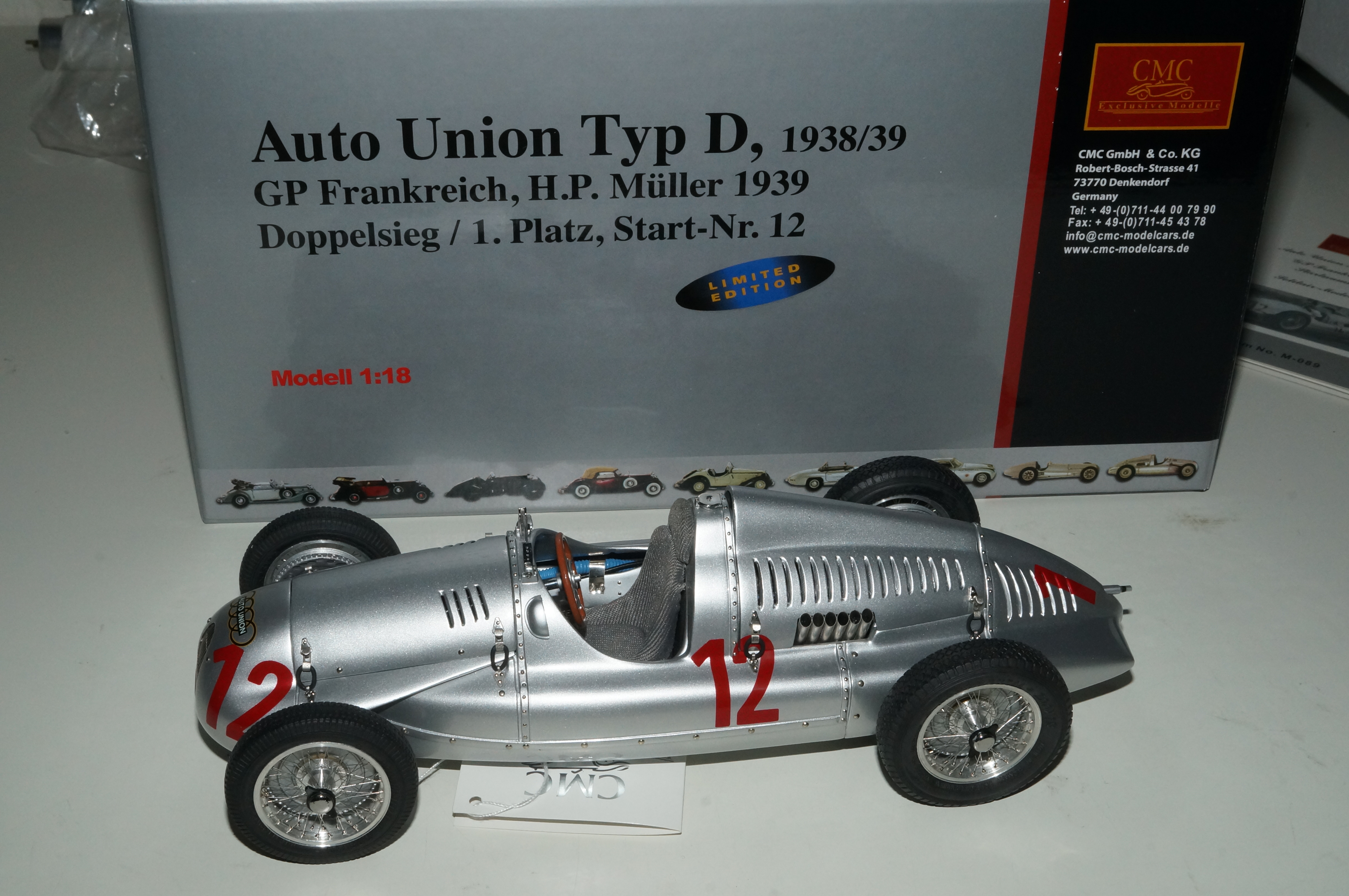 Auto Union Typ D #12, GP Frankreich 1939, H.P. Müller, CMC M-089 -pre-owned-