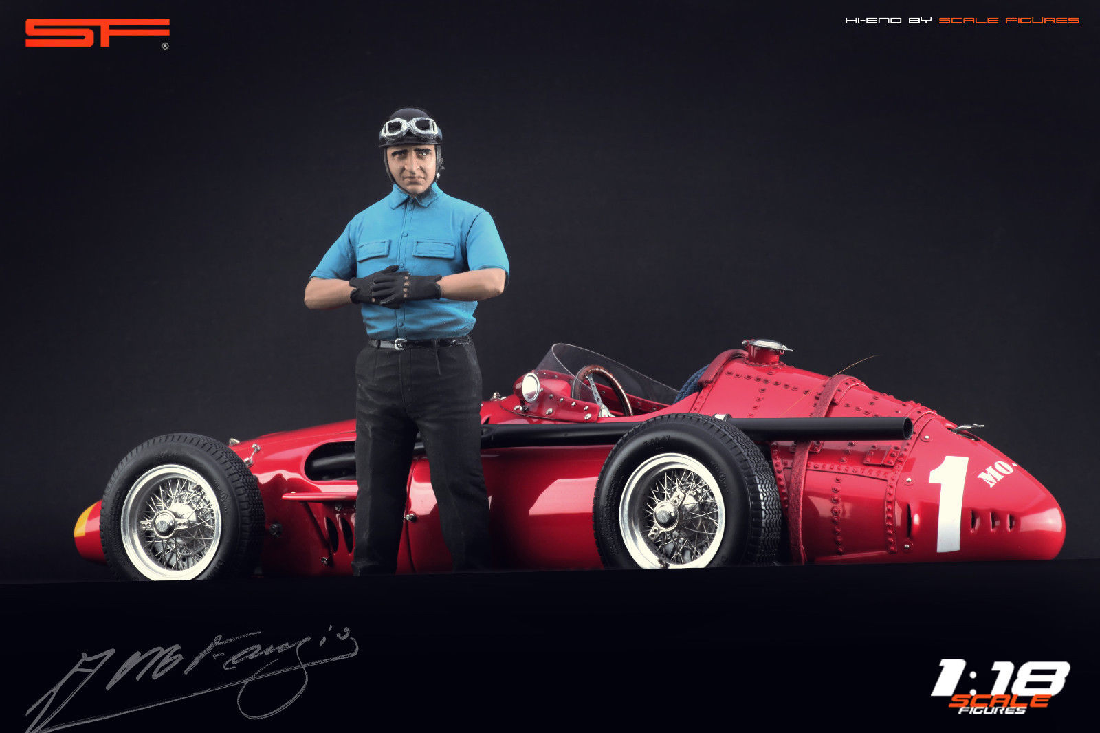 1/18 Rennfahrerfigur JUAN M. FANGIO von SF Scale Figures - Handarbeit - SF118143