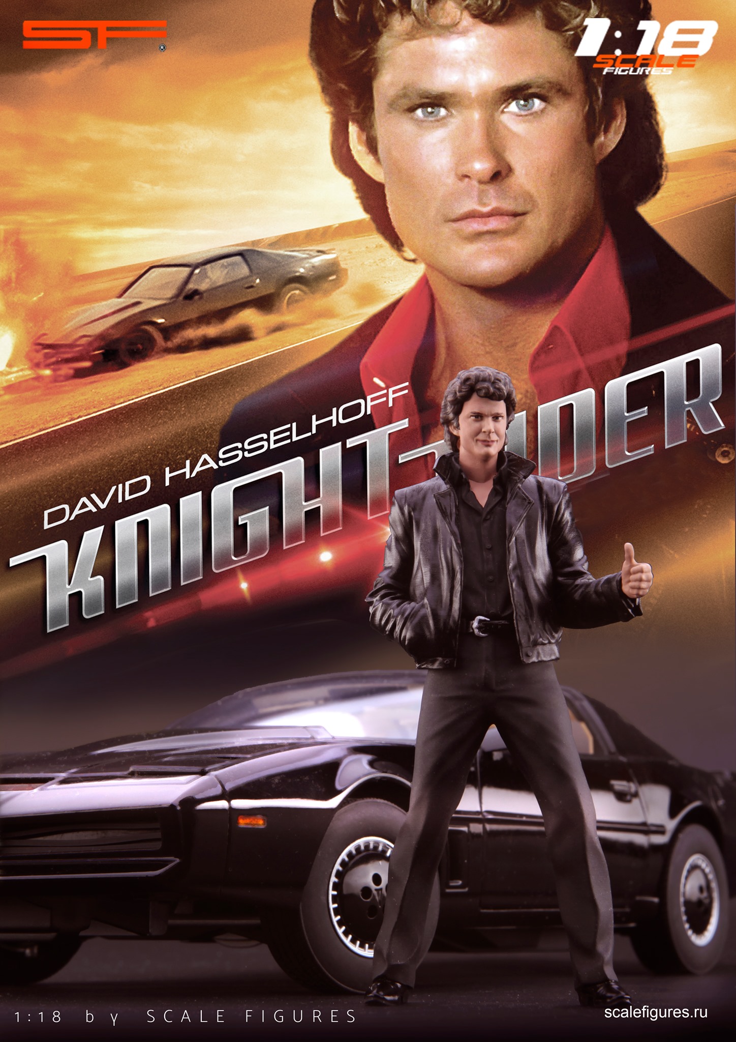 1/18 Knight Rider David Hasselhoff von SF Scale Figures - Handarbeit -